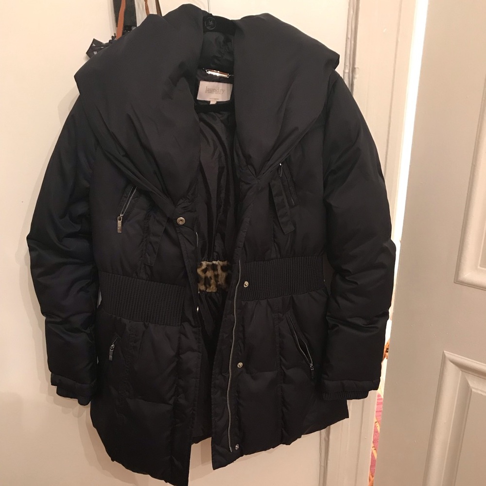 LAUNDRY by Shelli Segal Size L Down Coat - Navy